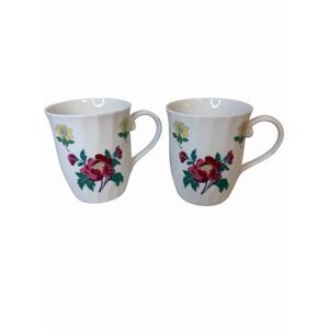 Laura Ashley Fine Porcelain 2 Coffee Tea Mugs Cottagecore Floral Discontinued